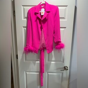 JODIFL Bright Fuchsia Satin Blazer